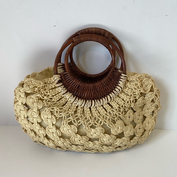 Vintage Handbags - Vintage knit/ weave hand bag/ purse…